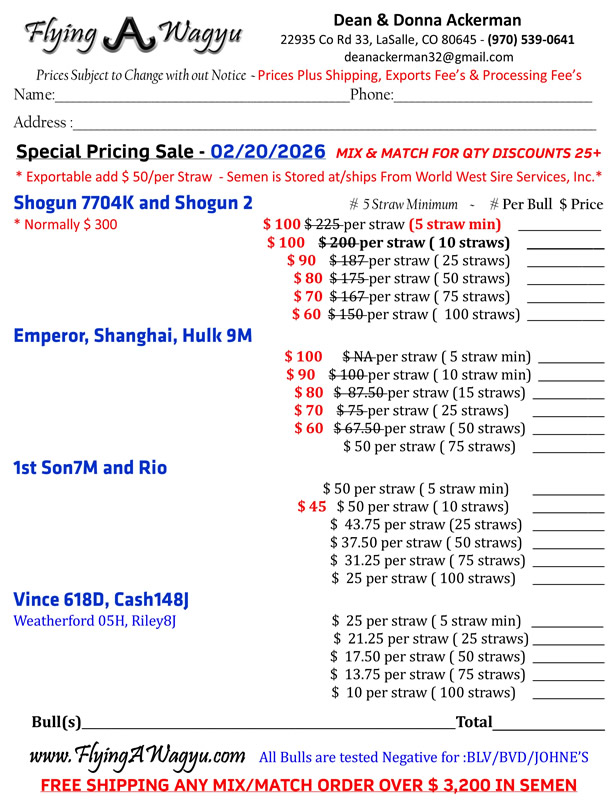 Flying A Wagyu Special Pricing Sale Flyer